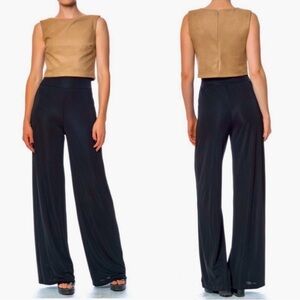 BAILEY44 Suede Camel Black Tan Wide Leg Pant Jumpsuit XS